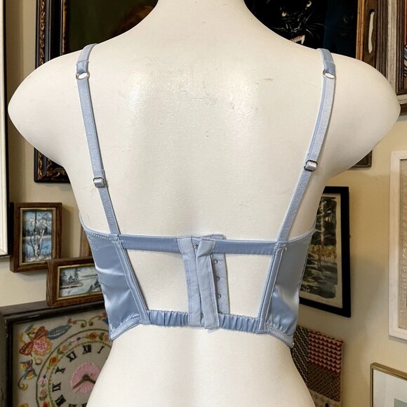 Victoria's Secret Blue Satin Dream Angels Longline Balconette Bra Bustier 32D - Picture 2 of 4